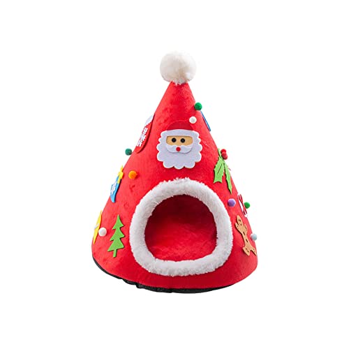 Höhlenbettzelt in Weihnachtsbaumform, für kleine bis große Katzen, maschinenwaschbar, ultraweiches Kissen, rutschfeste Höhlenbetten für Indoor-Katzen von XuQiZZpp